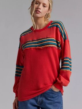 BDG Red Tie-Dye Crewneck Sweatshirt